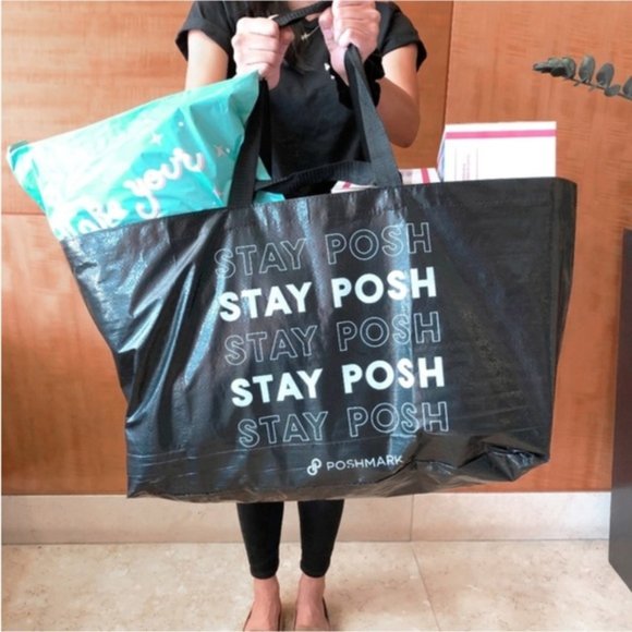 TWO Brand New Poshmark Oversized Double Handle Tote bags - Picture 2 of 14